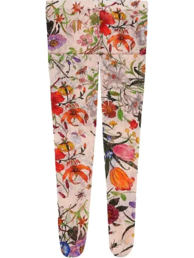 Shop Gucci Flora Lace Tights In Multicolour