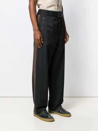 Shop Etro Loose Fit Stripe Trousers In Black