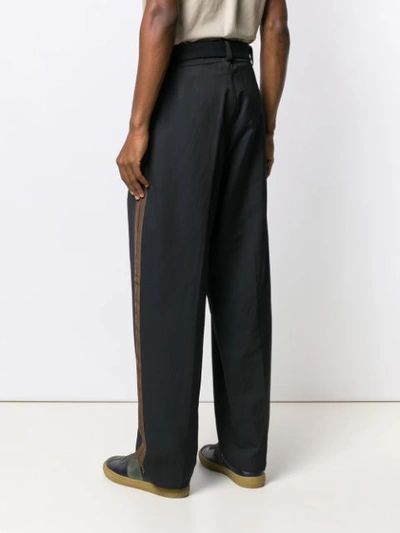 Shop Etro Loose Fit Stripe Trousers In Black