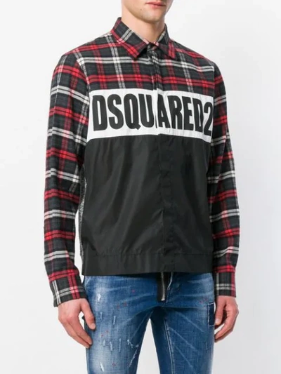Shop Dsquared2 Logo Checked Shirt In Black