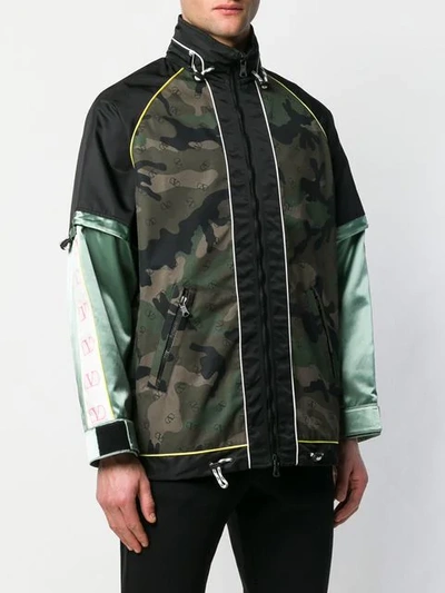 Shop Valentino Vltn Camouflage Jacket In Black