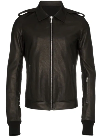 Shop Rick Owens Rotterdam Leather Jacket In Black