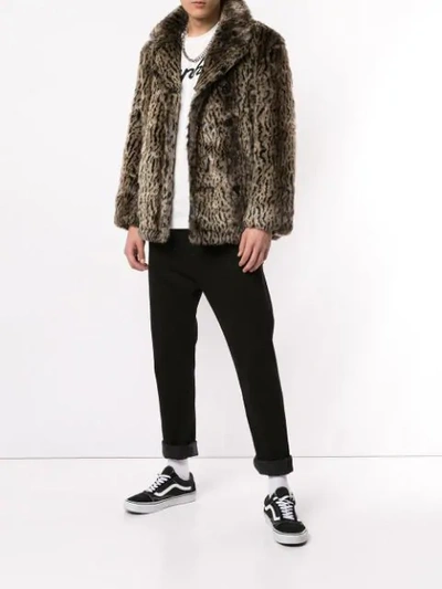 Supreme Schott Faux Fur Peacoat Fw17 In Brown | ModeSens Supreme Schott Faux Fur Peacoat Fw17 In Brown | ModeSens