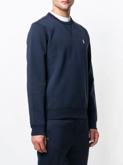 Shop Polo Ralph Lauren Logo Embroidered Sweatshirt In Blue