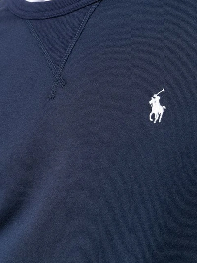 Shop Polo Ralph Lauren Logo Embroidered Sweatshirt In Blue