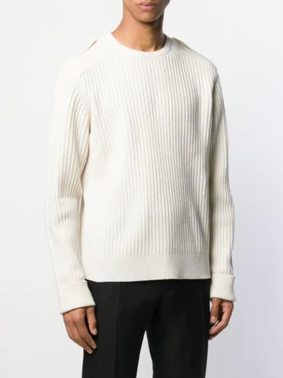Shop Neil Barrett Ribbed Knit Sweater In White