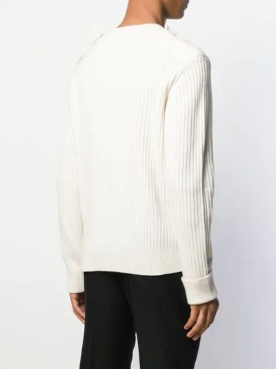 NEIL BARRETT RIBBED KNIT SWEATER - 白色