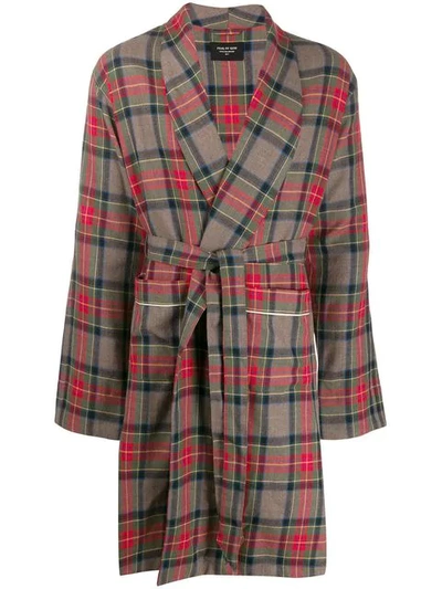 Shop Fear Of God Plaid Robe Coat In Neutrals