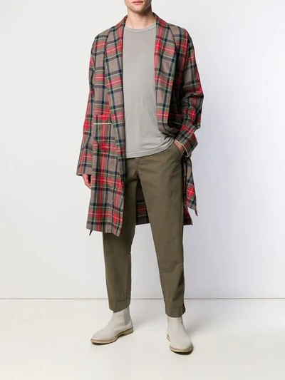 Shop Fear Of God Plaid Robe Coat In Neutrals