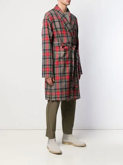 Shop Fear Of God Plaid Robe Coat In Neutrals