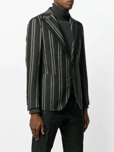 Shop Tagliatore Striped Blazer In Grey