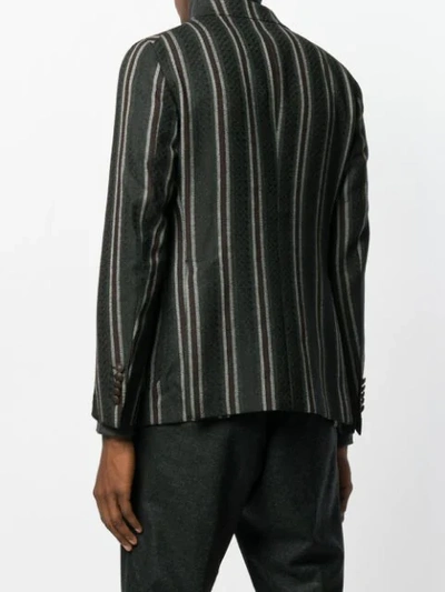 Shop Tagliatore Striped Blazer In Grey