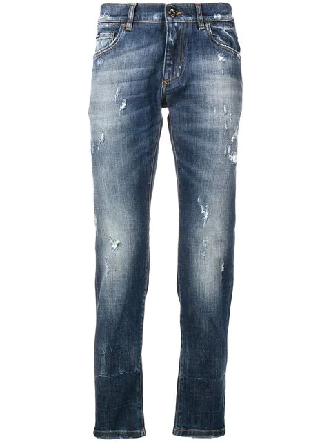 Dolce & Gabbana Stonewashed Ripped Jeans In Blue | ModeSens