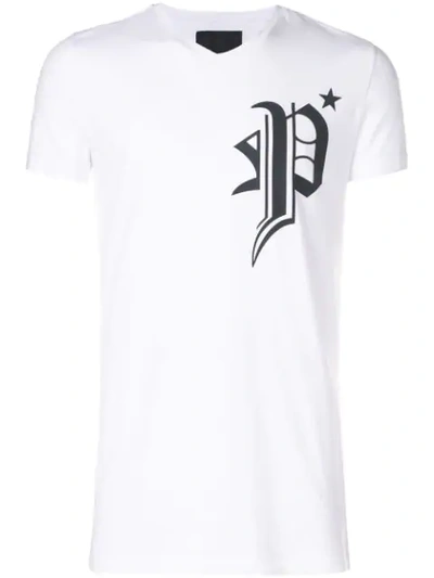 Shop Philipp Plein Chest Logo T In White