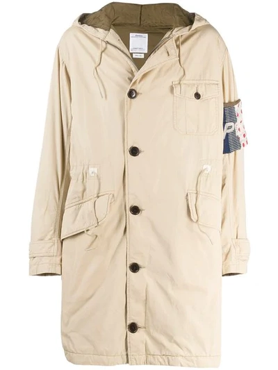 Shop Visvim Patch Parka Coat In Neutrals