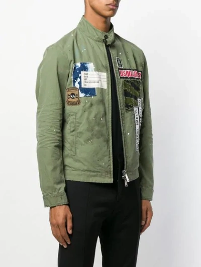 DSQUARED2 补丁设计夹克 - 绿色