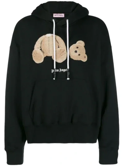 PALM ANGELS TEDDY BEAR HOODED SWEATSHIRT - 黑色