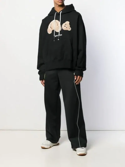 PALM ANGELS TEDDY BEAR HOODED SWEATSHIRT - 黑色