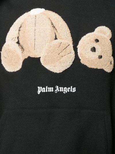 PALM ANGELS TEDDY BEAR HOODED SWEATSHIRT - 黑色