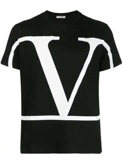 Shop Valentino Vlogo Printed T-shirt In Black