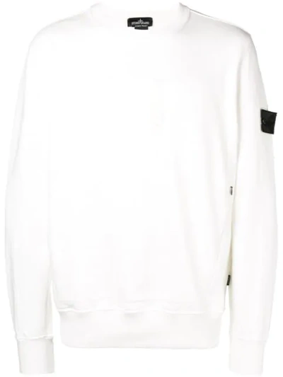 Shop Stone Island Shadow Project Round Neck Sweatshirt - White