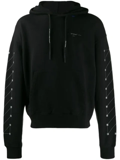 OFF-WHITE DIAGONAL BACKBONE PRINTED HOODIE - 黑色