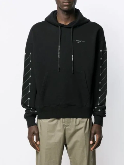 OFF-WHITE DIAGONAL BACKBONE PRINTED HOODIE - 黑色