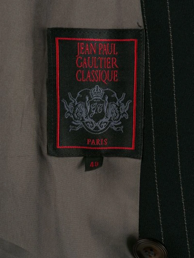Pre-owned Jean Paul Gaultier Vintage Pinstripe Long Coat In Black