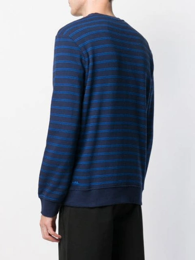 Shop Apc Striped Sweatshirt In Blue