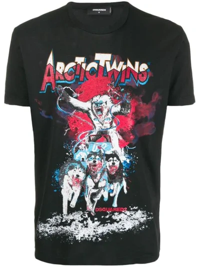 Shop Dsquared2 Arctic Twins T-shirt In Black
