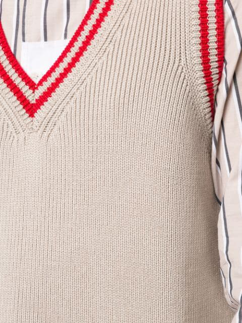Maison Margiela Striped Sleeveless Sweater In Neutrals | ModeSens