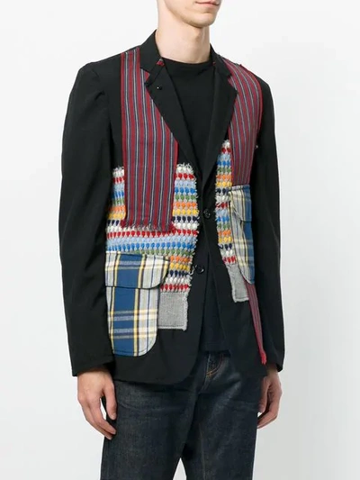 Pre-owned Comme Des Garçons Patchwork Blazer In Black/multicolor