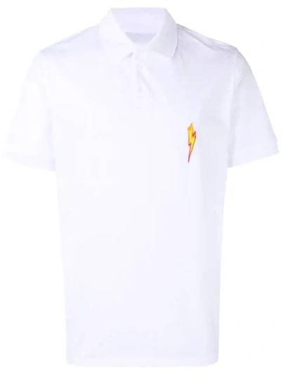 Shop Neil Barrett Thunderbolt Polo Shirt In White