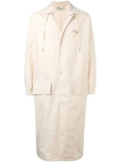 Shop Drôle De Monsieur Drawstring Single-breasted Coat In Neutrals