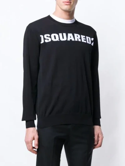 Shop Dsquared2 Crew Neck Logo Sweater In Black