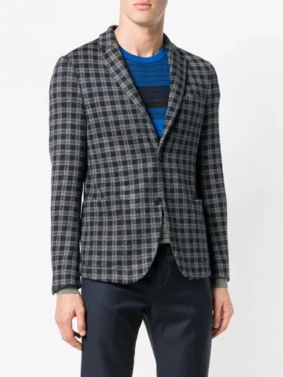 Shop Fendi Checkered Blazer In Blue