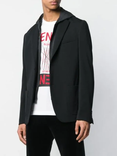 Shop Fendi Hooded Logo Blazer In Black