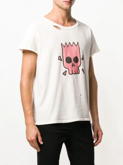 Shop Garcons Infideles Distressed Skull Print T-shirt - Neutrals