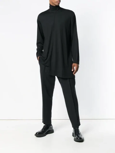 Shop Yohji Yamamoto Asymmetric Turtleneck Jumper In Black
