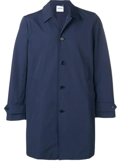 Shop Aspesi Classic Button Coat In Blue