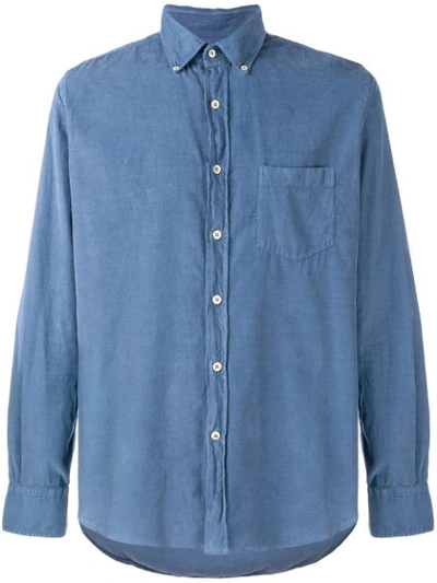 Shop Glanshirt Velvet Shirt Pocket In Blue