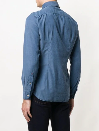 Shop Glanshirt Velvet Shirt Pocket In Blue