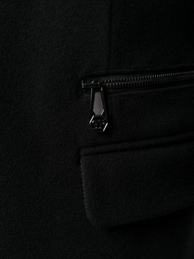 Shop Philipp Plein Single-breasted Zip Coat In Black