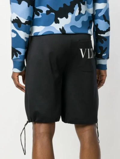Shop Valentino Vltn Jersey Bermuda Shorts In Black