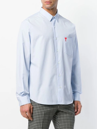 Shop Ami Alexandre Mattiussi Classic Wide Fit Ami De Coeur Shirt In Light Blue