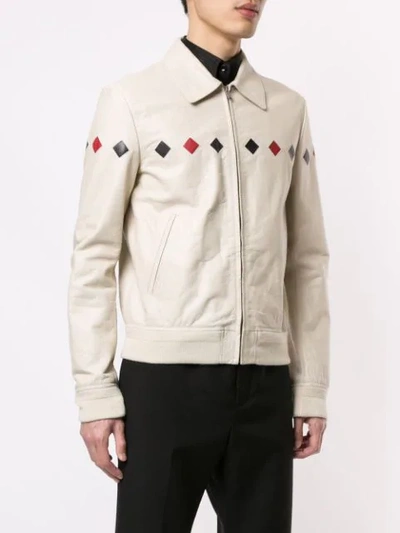 Shop Saint Laurent Teddy Diamond Check Jacket In White