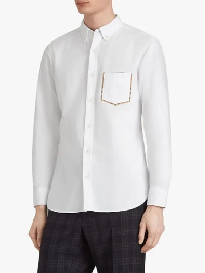 Shop Burberry Check Detail Shirt In White
