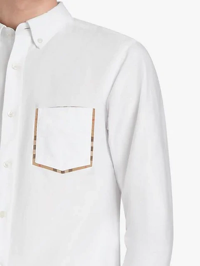 Shop Burberry Check Detail Shirt In White