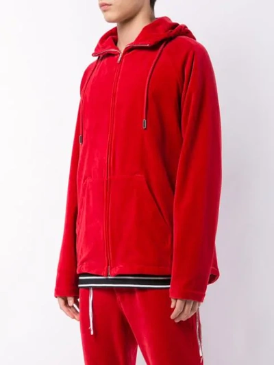 Shop Mastermind Japan Velour Zip Hoodie In Red