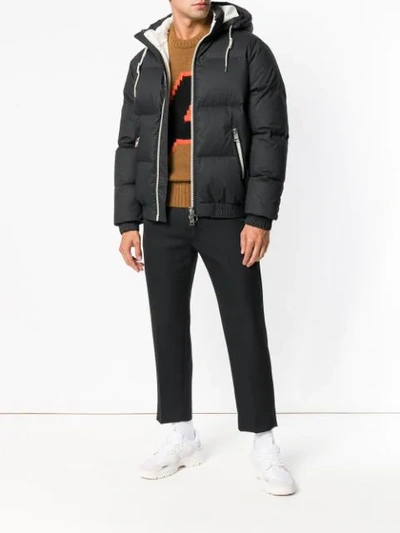 Shop Ami Alexandre Mattiussi Hooded Down Jacket In Black